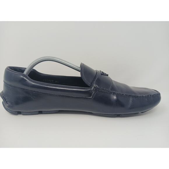 PRADA Leather Loafer Slip On Luxury Shoes Blue Men's Size US 9.5 Toro 2DD127 - Picture 15 of 16